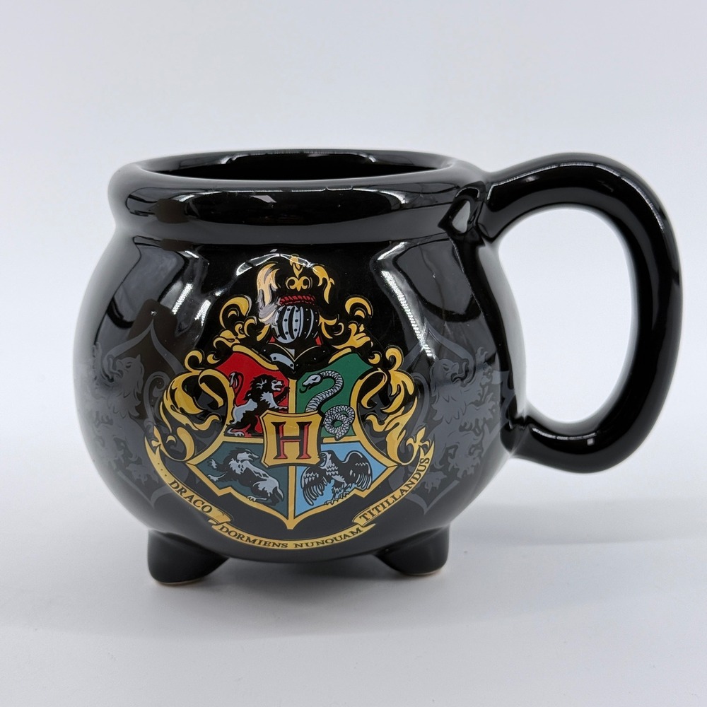 Silver Buffalo Cauldron Mug Harry Potter 23oz Hogwarts Crest Ceramic Black Solid